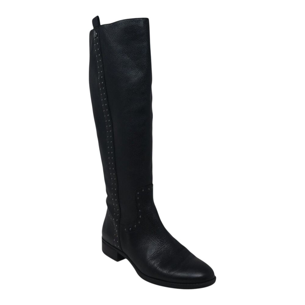 Sam Edelman Prina Black Studded‎ Leather Tall Riding Boots Womens 8